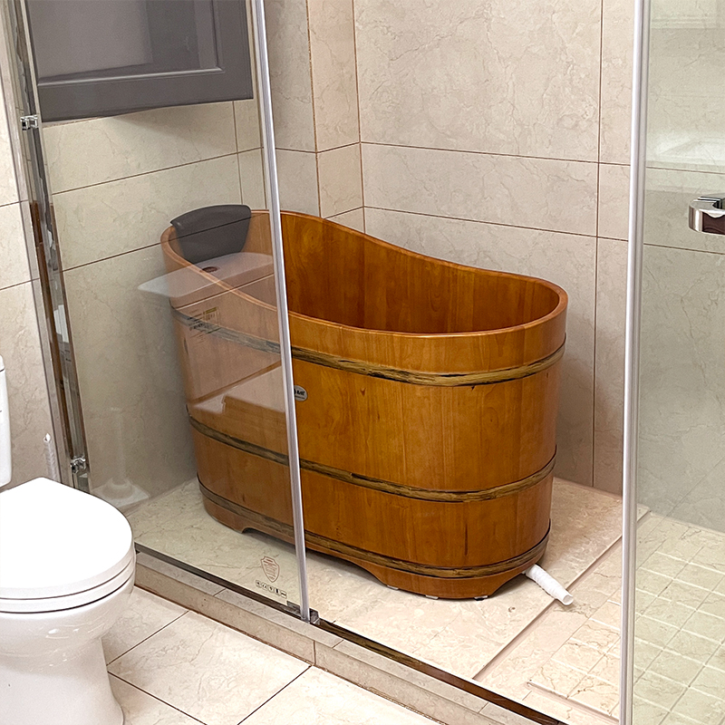 尚田橡木泡澡木桶浴桶实木明装浴缸成人木质大型洗澡桶全身沐浴桶