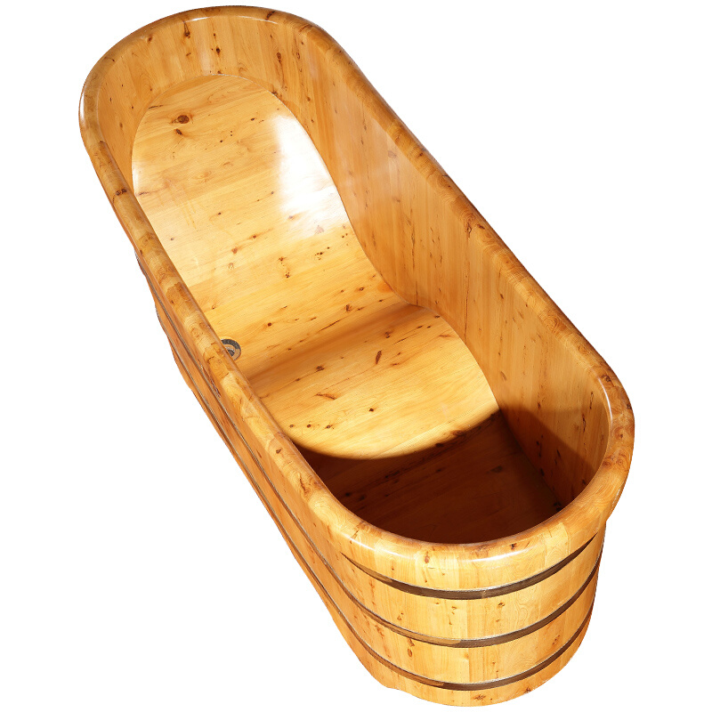 桶底波浪型家用泡澡洗澡木桶木质沐浴桶成人实木浴缸加厚单人浴盆