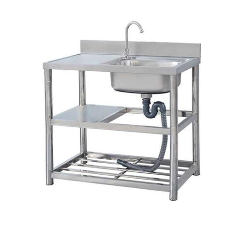 不锈钢水槽单槽支架工作台洗菜盆加厚台面一体洗碗池双槽厨房水池