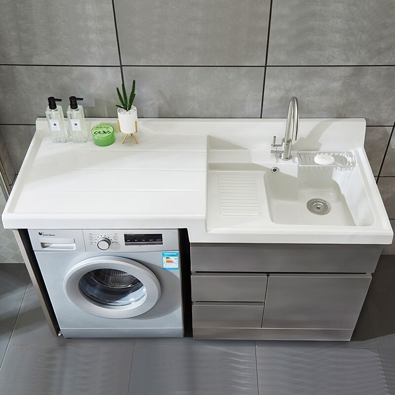 洗衣机伴侣不锈钢洗衣柜阳台组合带搓板滚筒柜子台盆池一体洗手槽