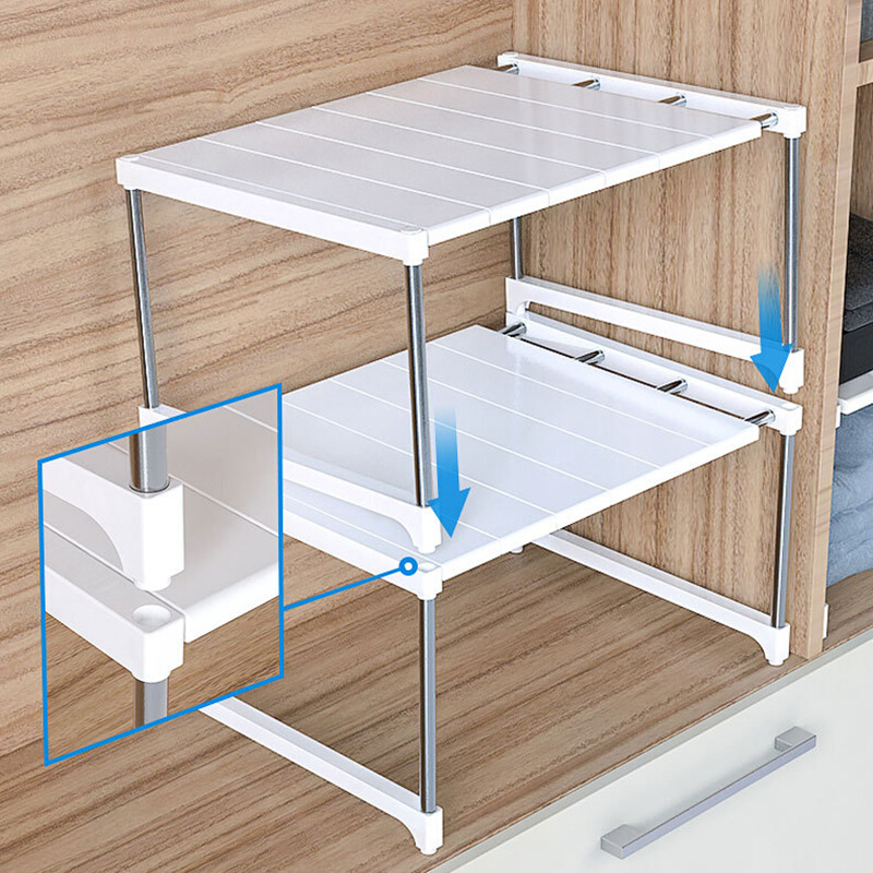 衣柜分层隔板橱柜多层可伸缩置物架柜子收纳架水槽下厨房隔层分隔