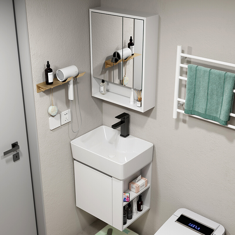 实木防水浴室柜组合小户型阳台洗手洗脸盆卫生间小尺寸超窄洗漱台