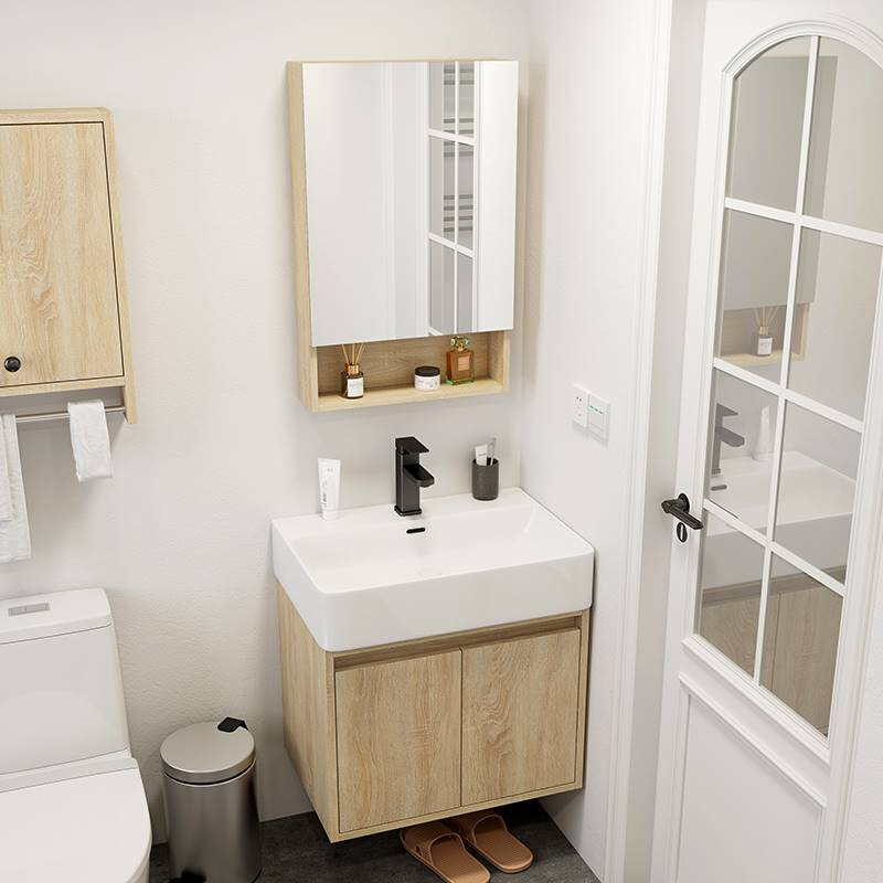 新款小户型浴室柜组合卫生间原木色洗手洗脸盆厕所洗漱台阳台洗手