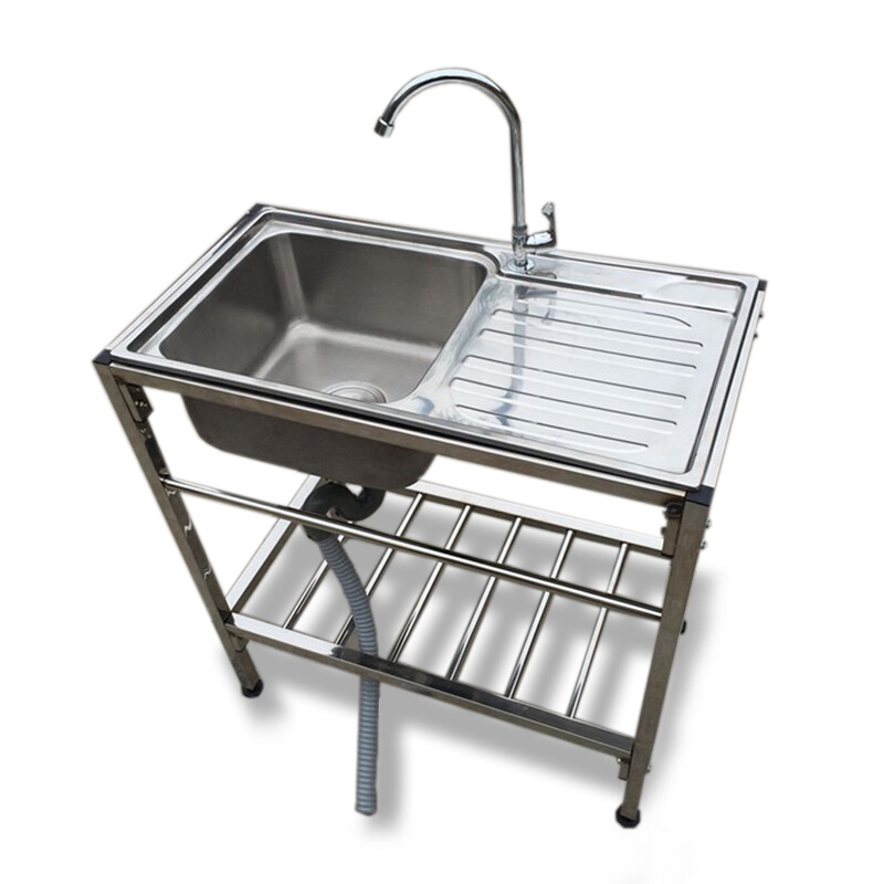 厨房不锈钢支架盆水洗双水槽带洗槽池盆架槽菜水脸洗碗操作台面架