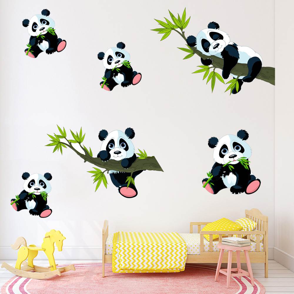 多款车贴画遮污补洞超大竹子卡通可爱熊猫墙贴画客厅卧室儿童房装