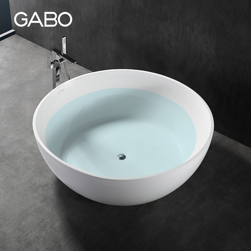 QC观博GABO 6828家用亚克力浴缸直径1.5米大圆形白色成人泡澡浴盆