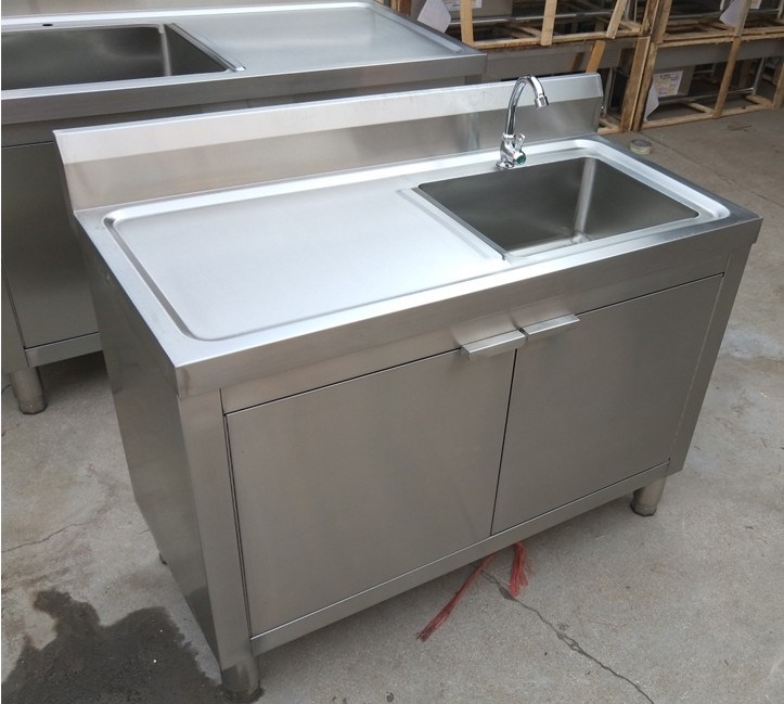 不锈钢水槽台面一体整体单双槽灶台柜厨房工作台家用橱柜水池柜式