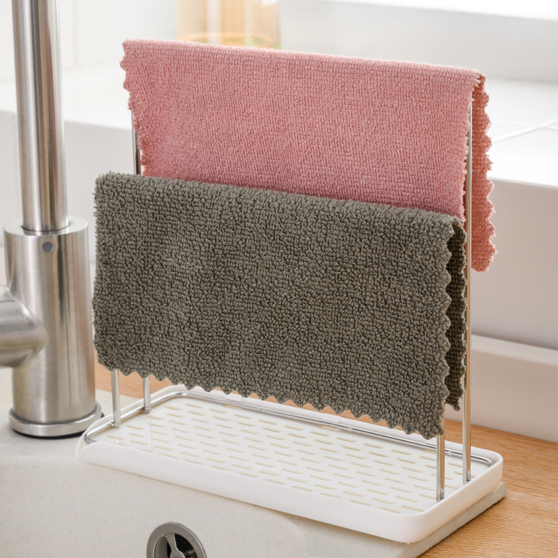 厨房抹布沥水架水槽洗碗布置物架台面壁挂晾毛巾海绵用品收纳架子