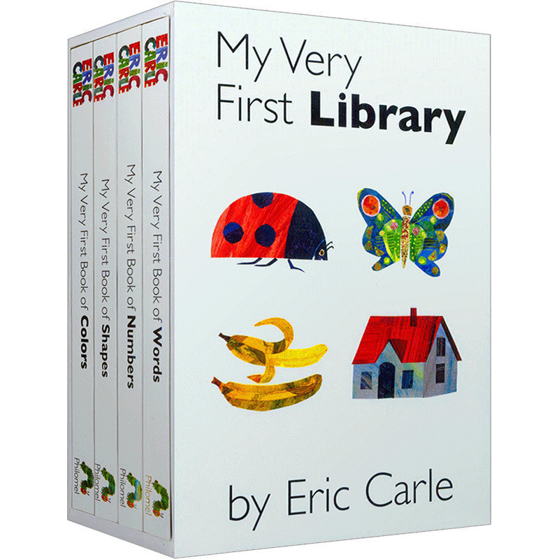 我的首套图书馆4册 My Very First Library 儿童英文原版绘本 艾瑞卡尔爷爷Eric Carle 经典英语启蒙纸板书 color words numbers
