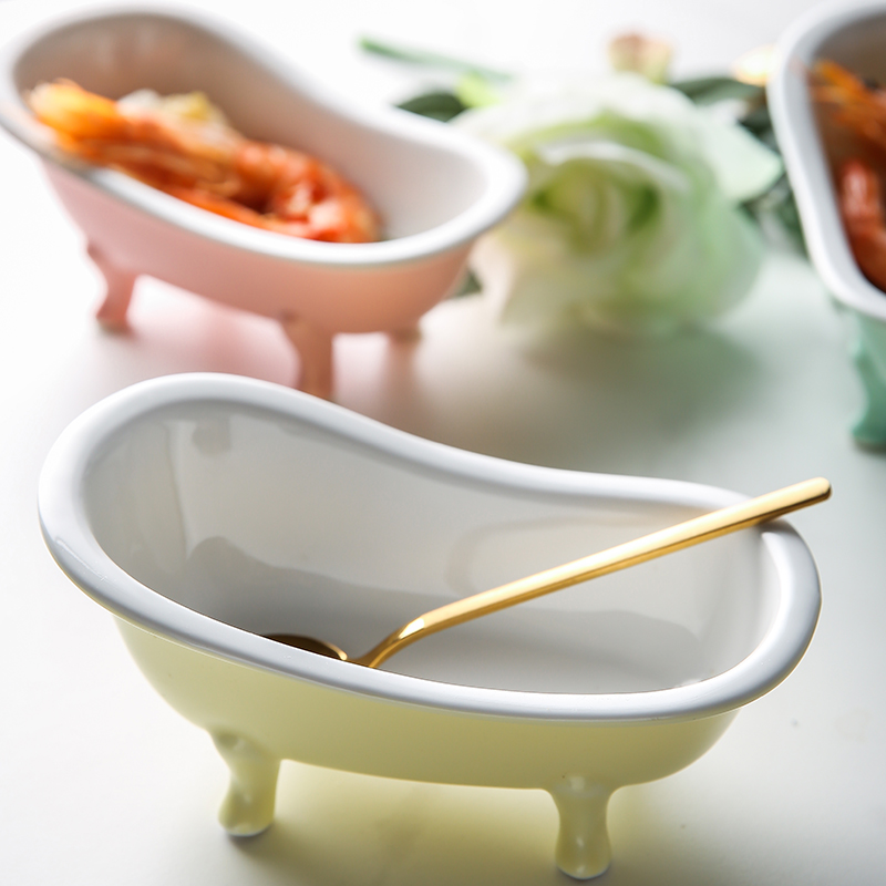 创意陶瓷浴缸碗可爱小碗冰淇淋碗布丁碗甜品水果碗家用餐具