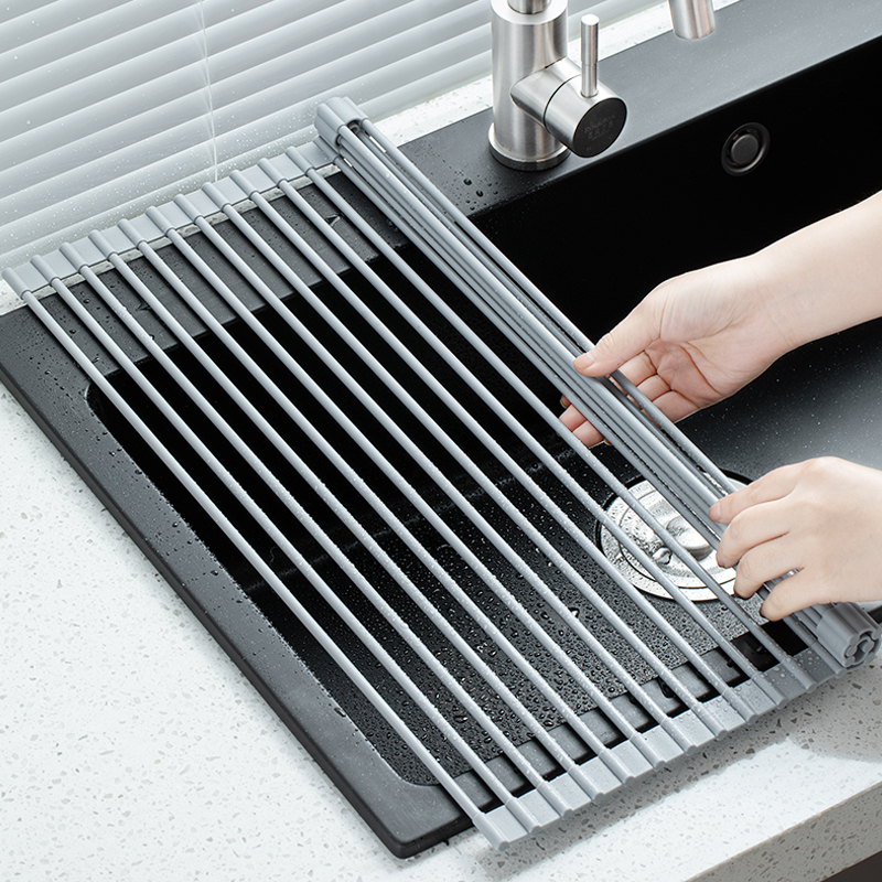 日本可折叠沥水架硅胶水槽水池碗碟收纳洗碗垫碗盘沥水篮厨房置物