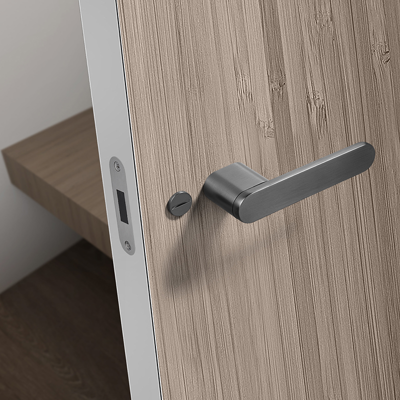 锁锌磁吸锁现代静音锁极简合金门把手门锁室内卧室房门锁生态木门