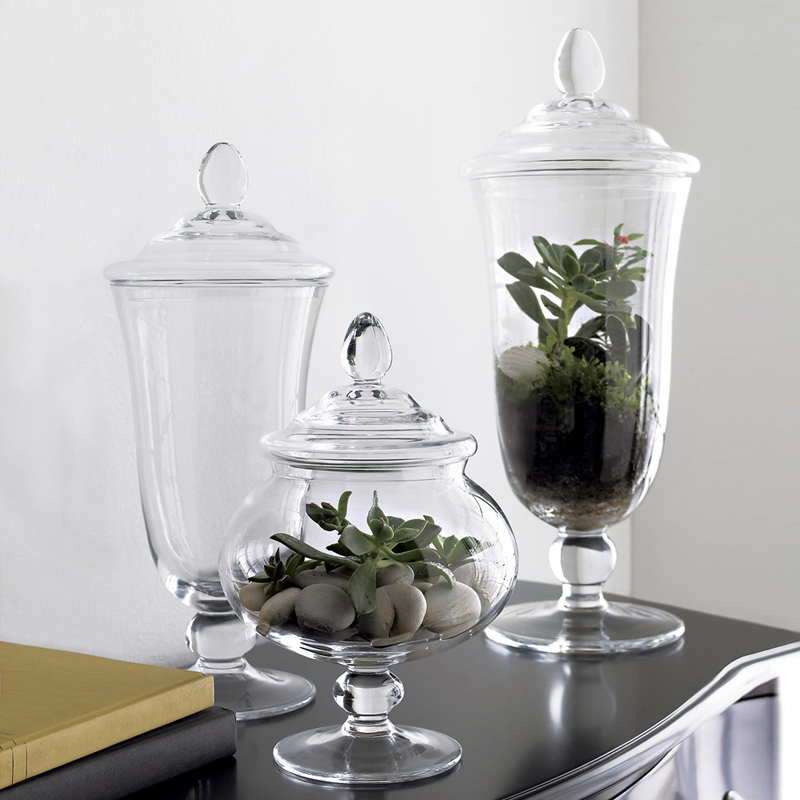 玻璃装饰皿卫浴糖果罐饰品客厅器样板房储物罐透明创意摆件欧式