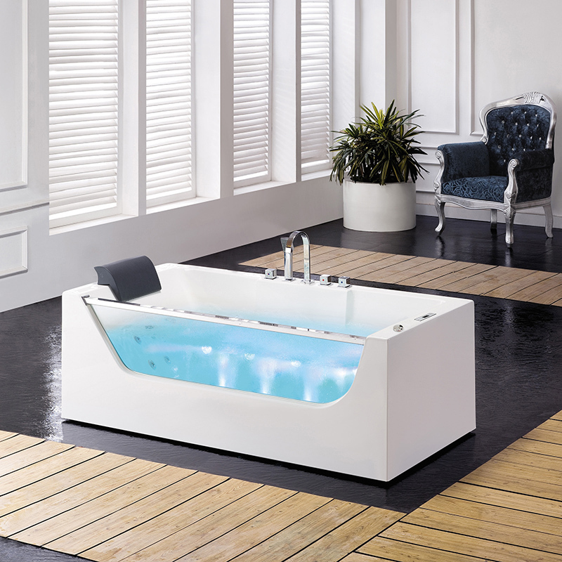 尚雷仕冲浪按摩浴缸恒温加热家用独立式小户型亚克力智能玻璃浴盆