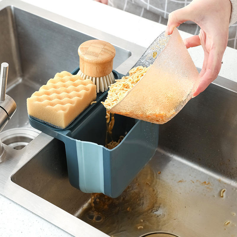 厨房可伸缩水槽沥水篮多功能塑料沥水架可挂式过滤筐置物架