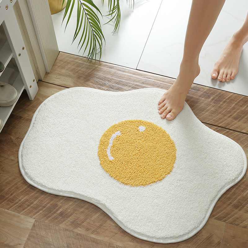 创意卡通荷包蛋地毯浴室吸水防滑垫煎蛋地垫卧室卫生间鸡蛋黄脚垫