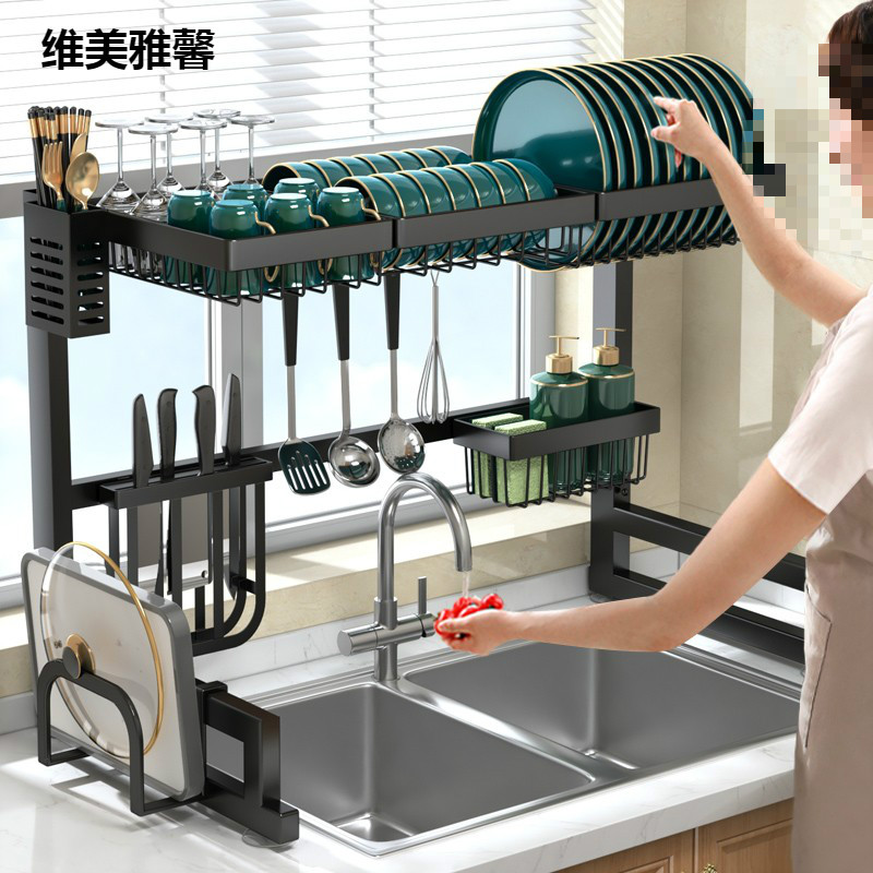 厨房水槽置物架多功能碗盘收纳刀碗碟架水池洗放碗架沥水架