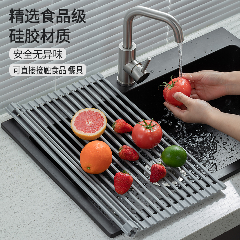 日本沥水架水槽碗架可折叠洗碗池放碗筷碟盘沥水架子厨房置物架篮