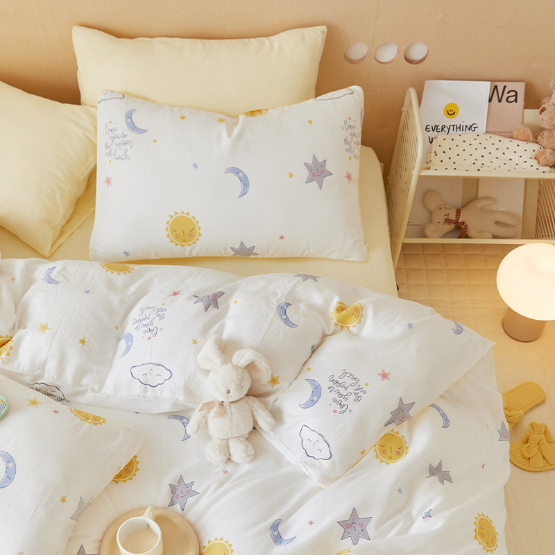 晚安 宝宝A类纯棉双层纱被套单件婴儿儿童床笠床单1.2m床罩套定做