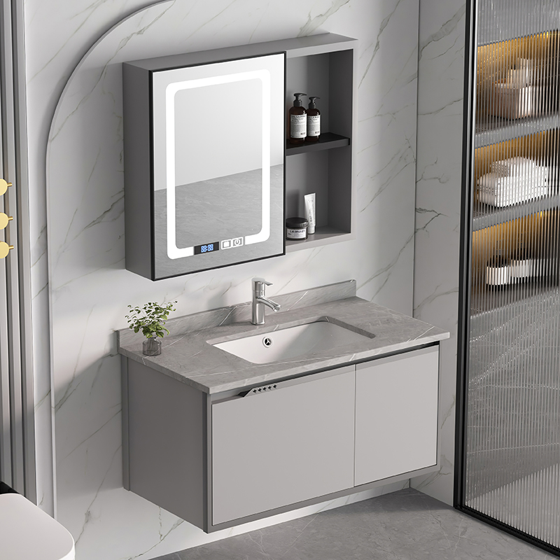 卫生间太空铝浴室柜洗脸盆柜组合小户型一体陶瓷洗手盆家用洗漱台