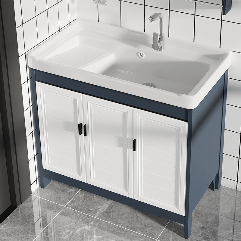 阳台洗衣盆带搓板一体卫生间洗手台家用超深陶瓷水槽落地式洗衣池