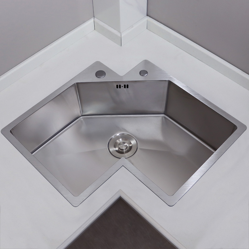 厨房转角异形水槽L型拐角水池大单槽304不锈钢定制定做洗碗洗菜盆