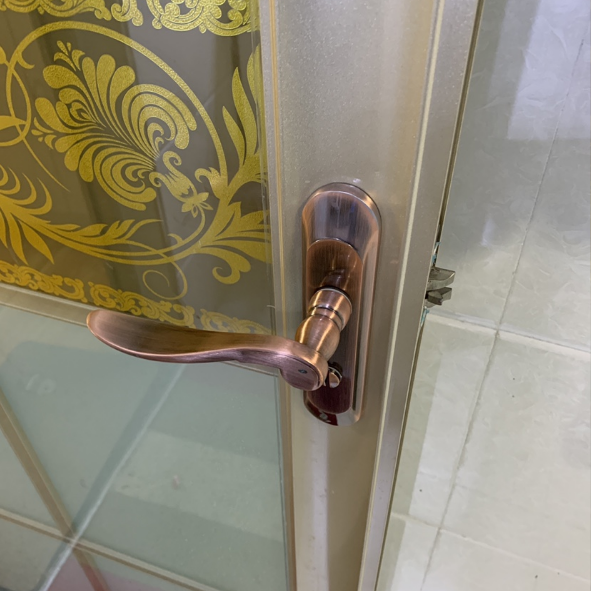 卫浴锁110mm厕所洗手间厨房执手锁卫生间门锁红古铜色平面凹弧面