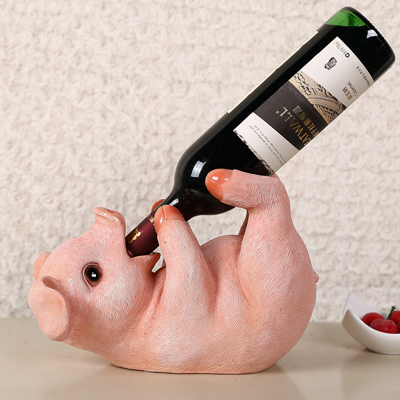 酒瓶架红酒架欧式客厅酒柜摆件家居玄关装饰品创意可爱猪葡萄酒架