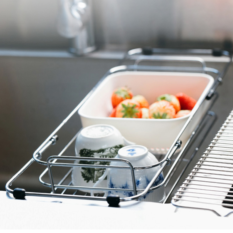 日本ASVEL 可伸缩沥水架杯厨房水槽碗筷滤水洗菜控水盆家用置物架