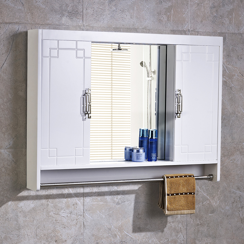 浴室镜柜隐藏式风水镜箱卫生间防水实木壁挂卫浴镜子置物架镜面柜