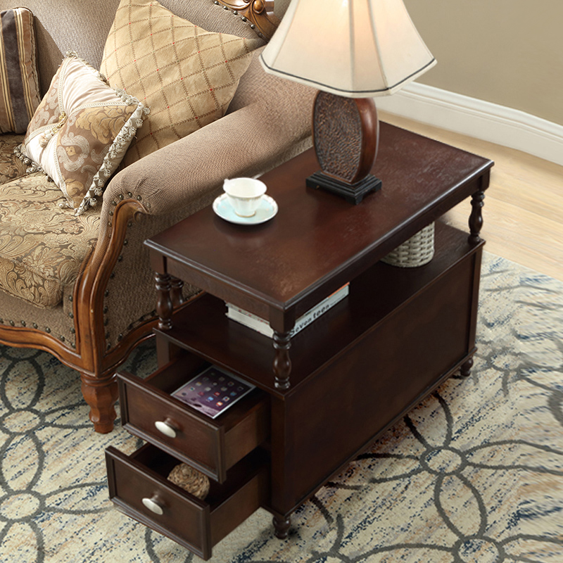 美式沙发边柜小茶几置物架床头柜小桌子客厅边桌实木储物角几边几