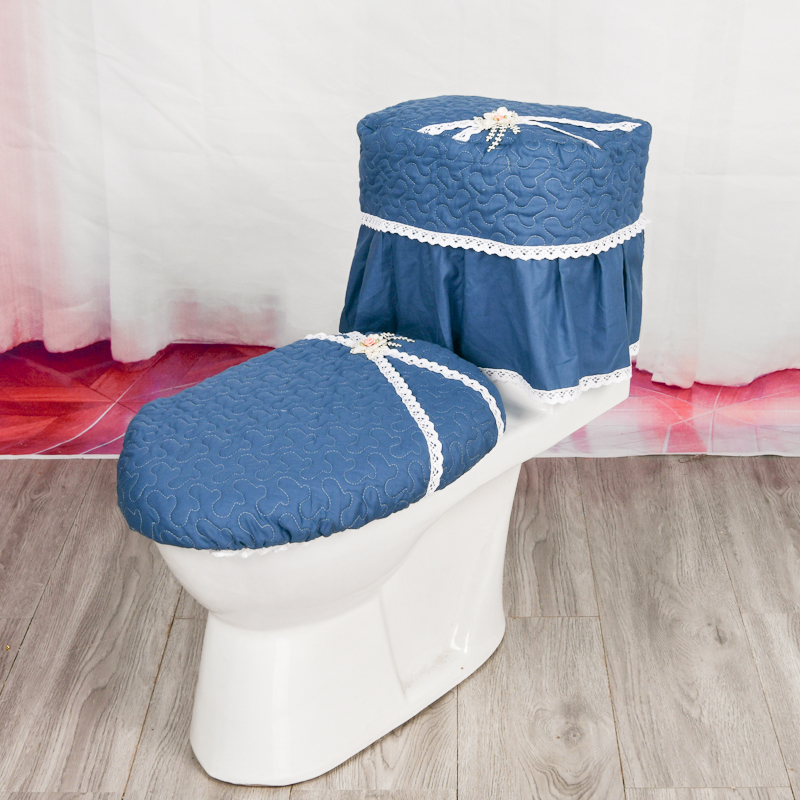 马桶坐垫坐便套三件套通用欧式蓝色盖套罩单圈垫家用外套圈子包邮