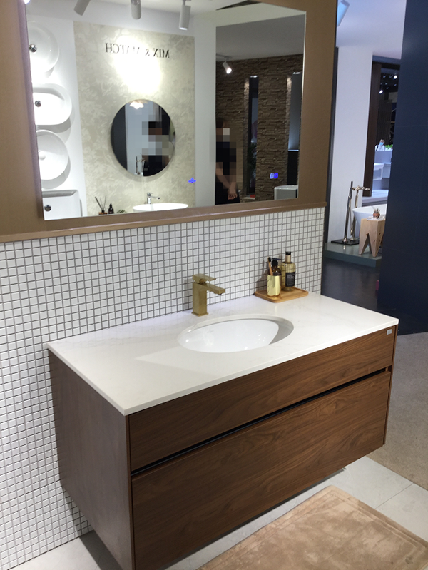 唯宝天际系列浴室柜洗脸柜子B63600RJ B308L100含镜子胡桃木色1米