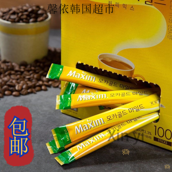 韩国进口maxim麦馨摩卡咖啡速溶咖啡粉三合一即饮100条盒装1200g