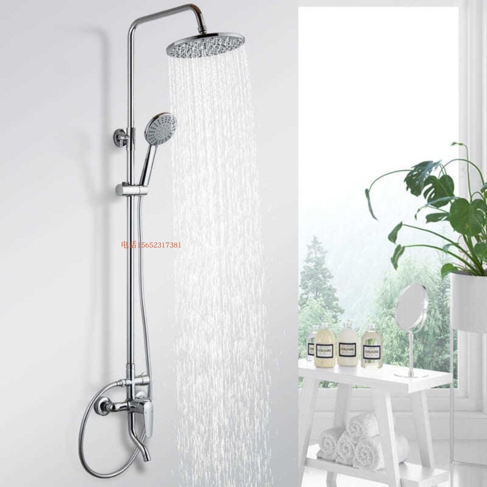家用卫生间淋浴花洒套装浴霸家用浴室银色增压淋雨喷头入墙式