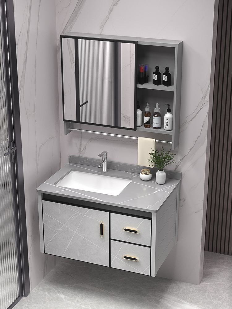 太空铝浴室柜现代简约卫生间家用洗手盆柜组合洗脸盆洗漱台面池盆
