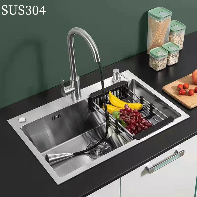 厨房大单槽水槽SUS304加厚不锈钢洗菜盆防刮水池家用洗碗水槽