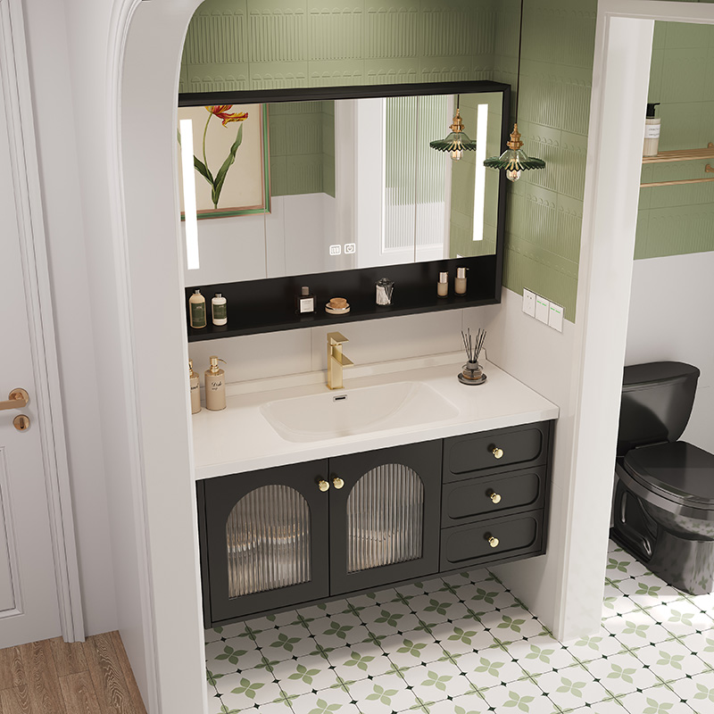 北欧橡木烤漆浴室柜组合一体陶瓷盆卫浴柜卫生间洗漱台洗手洗脸盆