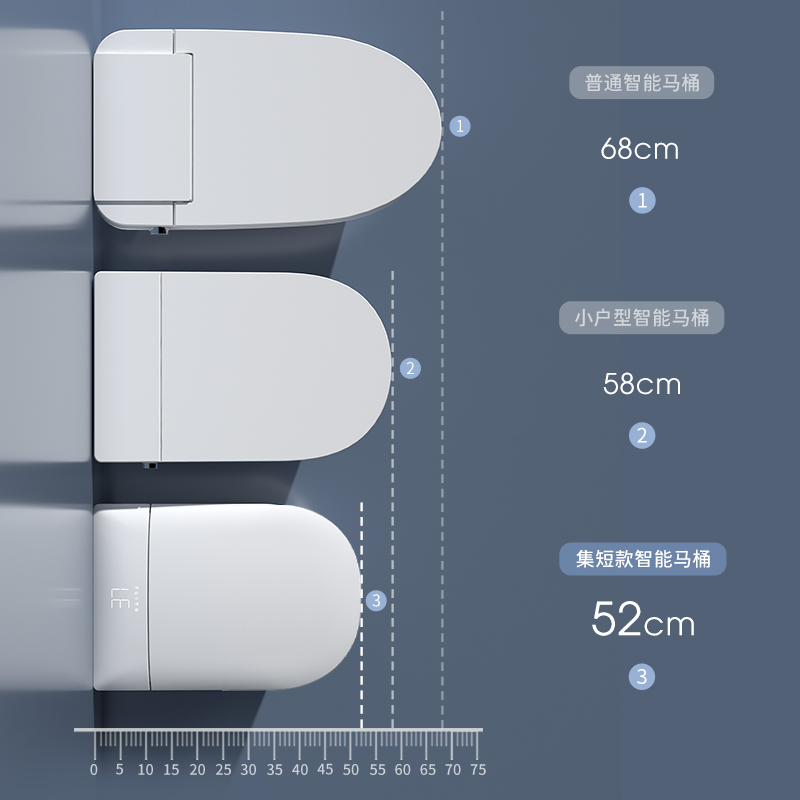 德国52cm小户型轻智能马桶小尺寸全自动翻盖家用加热新电动坐便器