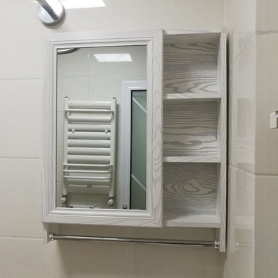定制北欧浴室收纳柜卫生间镜柜L壁挂式小户型厕所洗脸盆太空铝镜