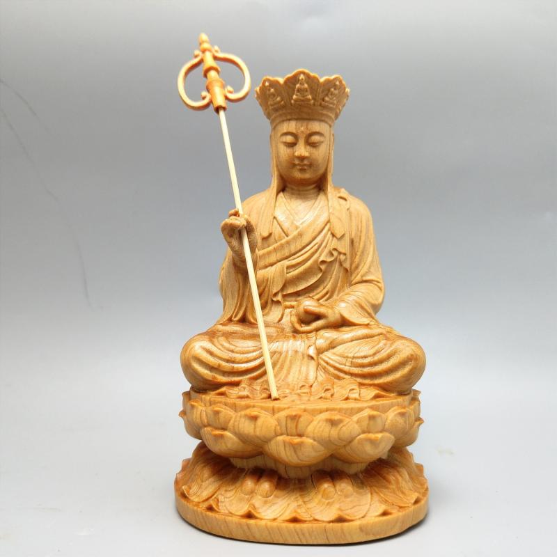 太行崖柏实木地藏王菩萨根雕木质摆件佛像雕刻中式人物工艺品神像