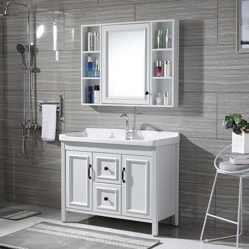 新品BS美式太空铝浴室柜组合卫生间铝合金洗脸盆洗手台镜柜全铝卫