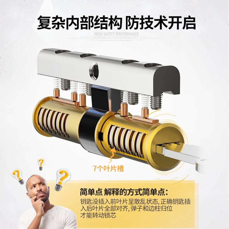 新品玥玛超C级防盗门锁芯家用通用型入户纯大门AB装修钥匙叶片铜