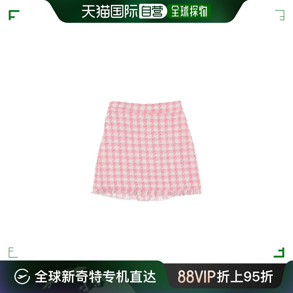 香港直邮Monnalisa 女童犬牙纹棉质圈绒半身裙童装