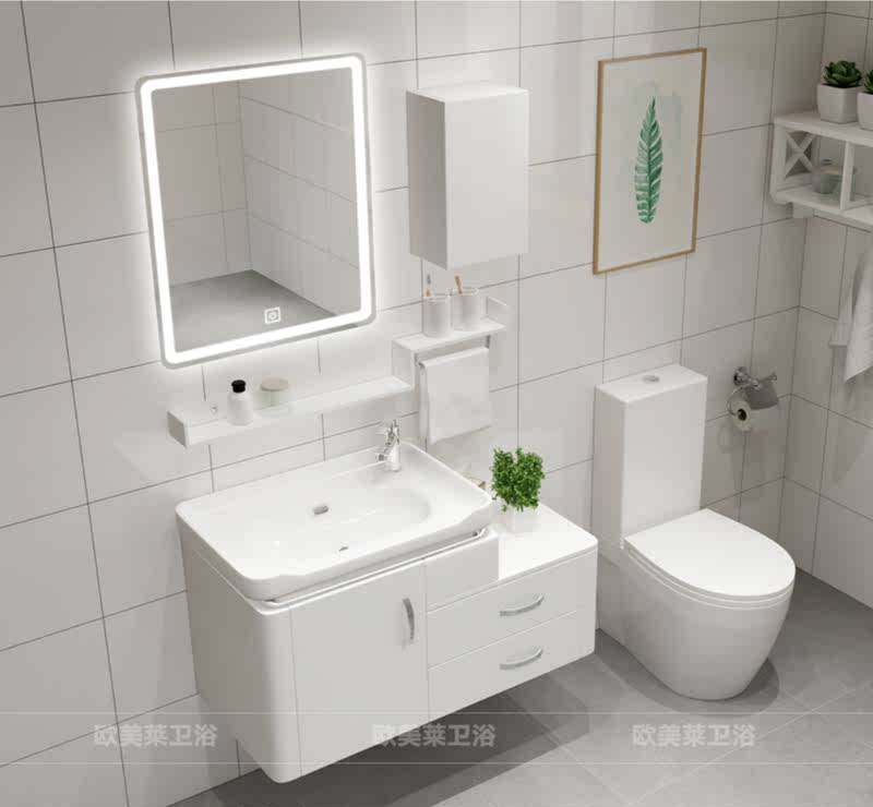 小号柜组合厕所整体柜简易一悬挂式米卫生间简单洗脸盆台盆面盆免