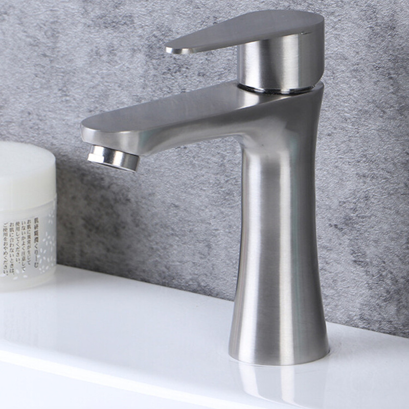 台盆304不锈钢4分单冷水龙头卫生间洗脸盆洗手池家用面盆单孔龙头