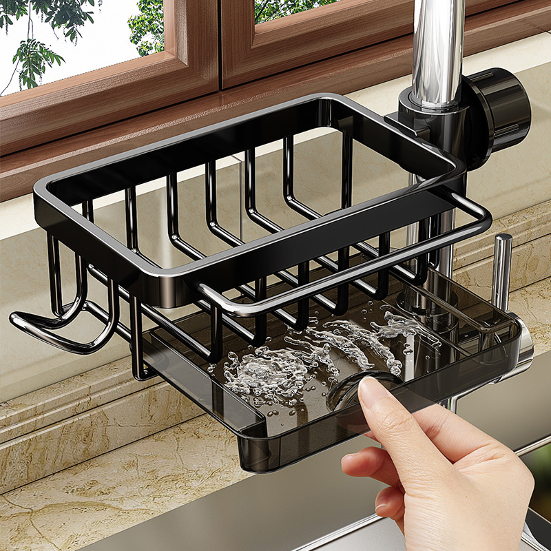 厨房水龙头置物架洗碗洗菜池水槽用品家用沥水篮多功能抹布收纳架