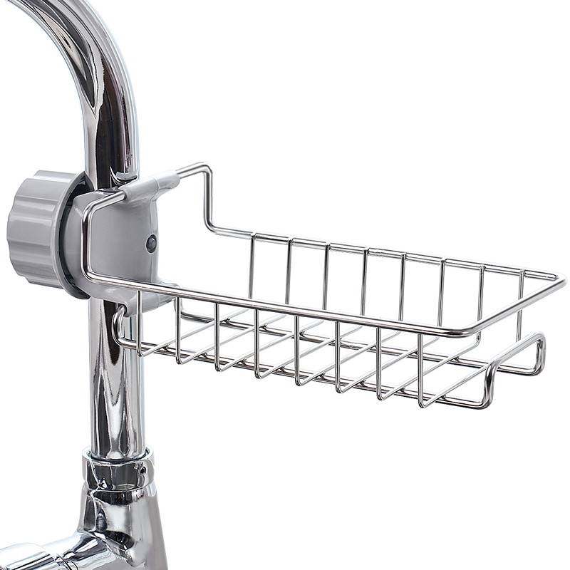不锈钢水龙头置物挂架水槽厨房用品水池洗碗布沥水篮收纳抹布架子