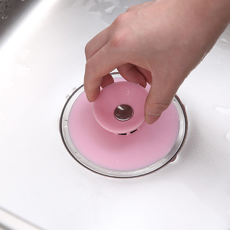 厨房水池盖子下水道防臭按压式水槽地漏盖卫生间排水口塞子滤发器