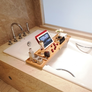 欧式卫生间板置物架架浴缸浴盆木桶浴缸支架防滑泡澡竹可调节伸缩